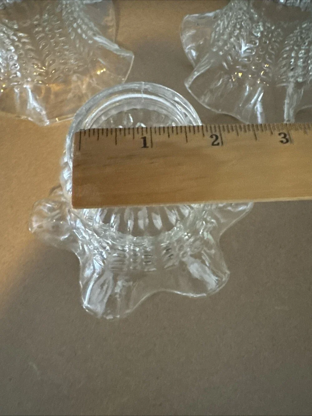 Vintage Ruffled Lamp Shades Pressed Glass Replacement 1900s Mcm Art Deco Estate